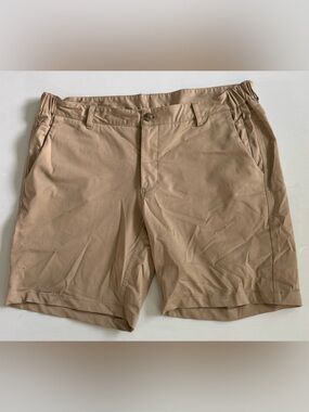 Barbell Apparel Anything Shorts Mens 36  Khaki Tan Stretch Athletic Casual 8in